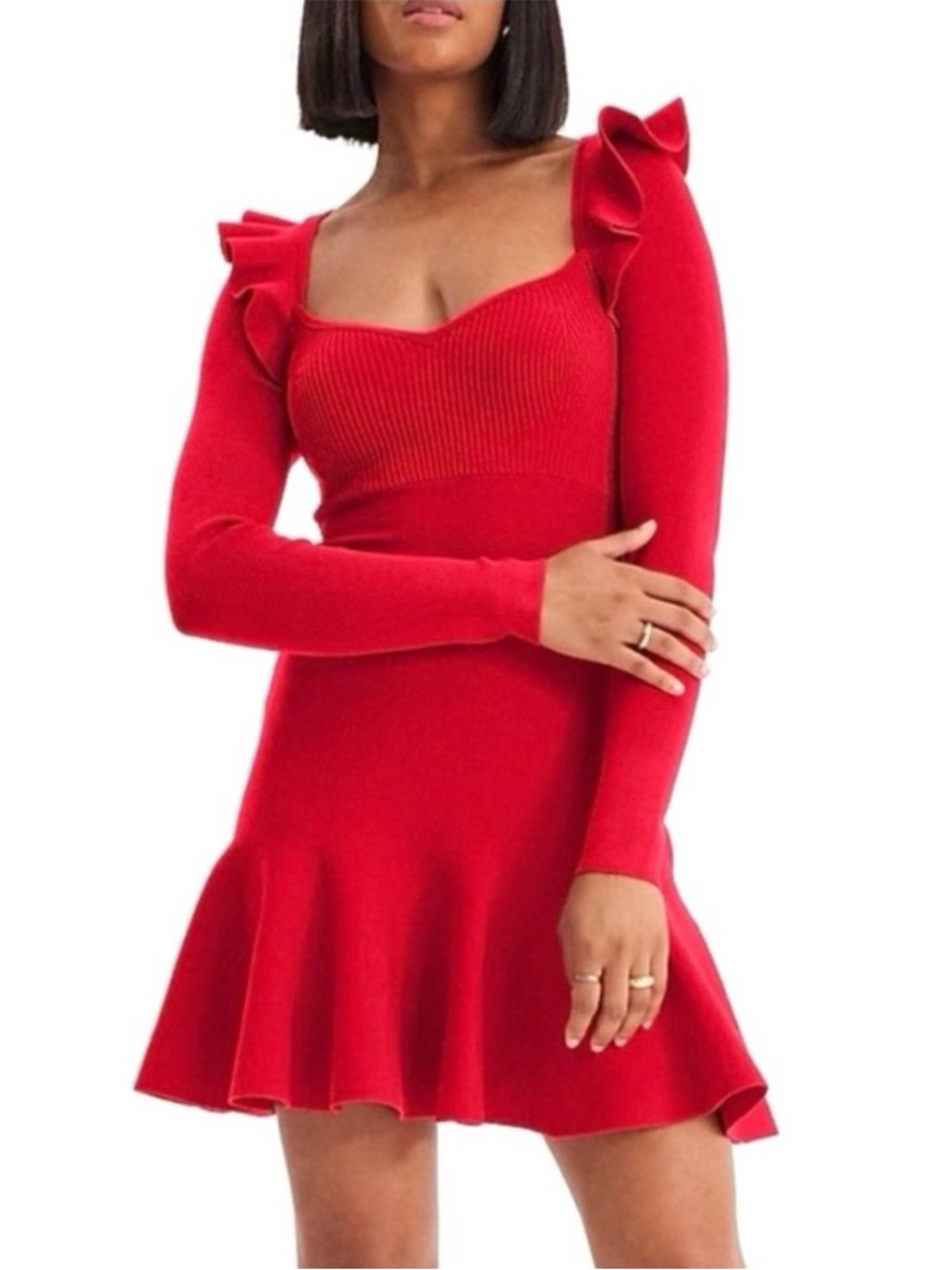 EXPRESS Women’s ruffled fit and flare sweater dress❤️❤️